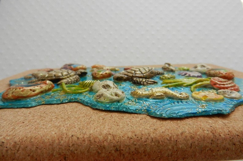 Sketchbook with Cork and sea spirit polymer clay cover JOURNAL