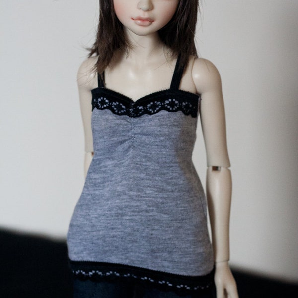 Lace trim strappy top (grey) clothing for MSD JID 1/4 size BJD