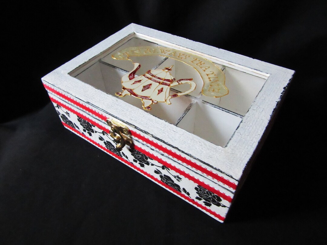 White and Red Tea Box - Etsy