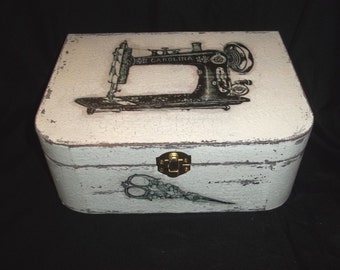 Wooden sewing box