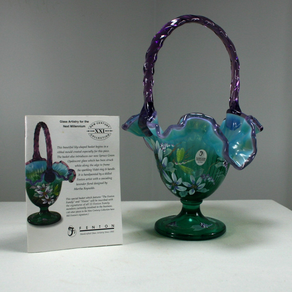 Reserved Fenton New Century XXI Collection Hand Painted Basket Etsy