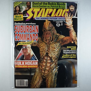 May include: A vintage Starlog magazine, issue #167, featuring a cover with a creature from Suburban Commando and Hulk Hogan. The magazine also includes articles on Doctor Who and the movie "Duel of the Robin Hoods."