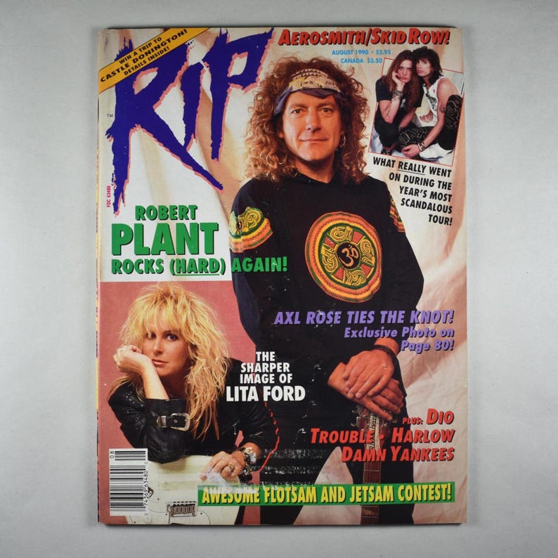 Rip Magazine August 1990 Robert Plant Lita Ford Vintage Rock N' Roll ...