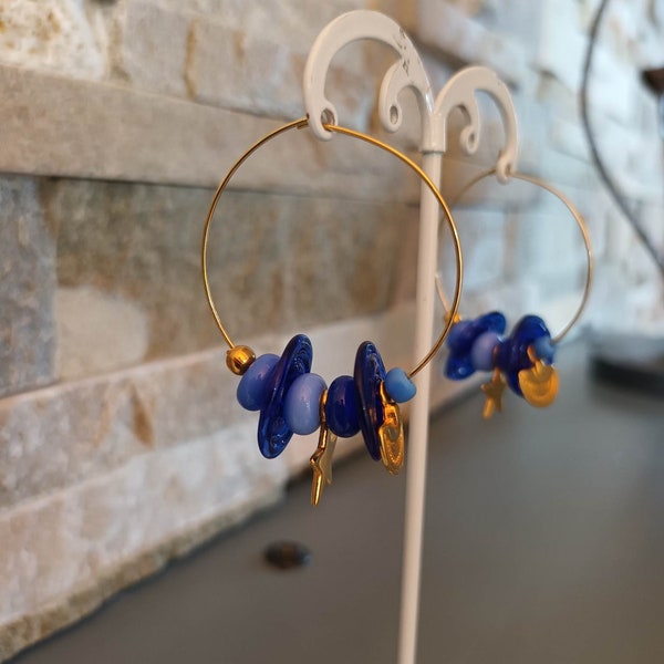 Boucles d'oreille , verre filé à la flamme