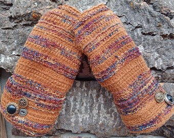 Warm Sweater Mittens | Gold and brown | Unique Women's Mittens Recycled from Sweaters | Upcycled Gifts for Her | Minnesota Made