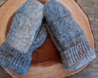 Cozy Sweater Mittens | variegated gray | Unique Women's Mittens Recycled from Sweaters | Upcycled Gifts for Her | Minnesota Made