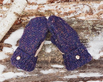 Warm Sweater Mittens | purple-y Blue  , Unique Women's Mittens Recycled from Sweaters | Upcycled Gifts for Her | Minnesota Made