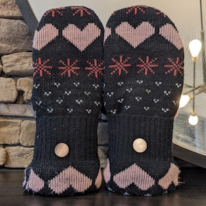 Warm Sweater Mittens | Valentines Nordic | Unique Women's Mittens Recycled from Sweaters | Upcycled Gifts for Her | Minnesota Made