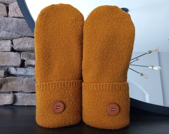 Cozy Sweater Mittens | Mustard Gold Yellow | Unique Women's Mittens Recycled from Sweaters | Upcycled Gifts for Her | Minnesota Made