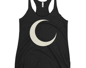 Crescent Moon Racerback Tank Top | Occult Streetwear | Lunar Symbol & Witchcraft