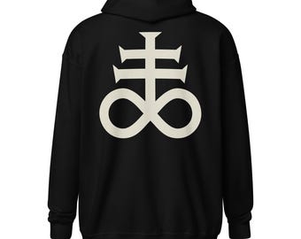 Leviathan Cross Zip Hoodie | Dark Occult Fashion | Alchemical Symbol