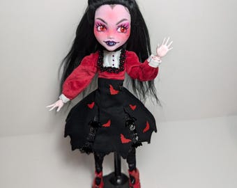 OOAK Gothic Halloween Vampire Custom Repainted Doll Monster High