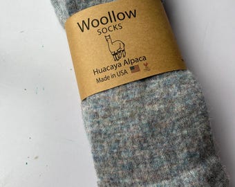 Hand Knit Alpaca Crew Socks: Warm Hiking Socks, Birthday Gift