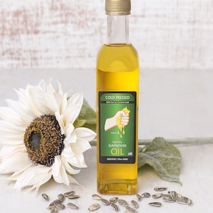 Olio di semi di girasole biologico: olio da cucina spremuto a freddo e non raffinato