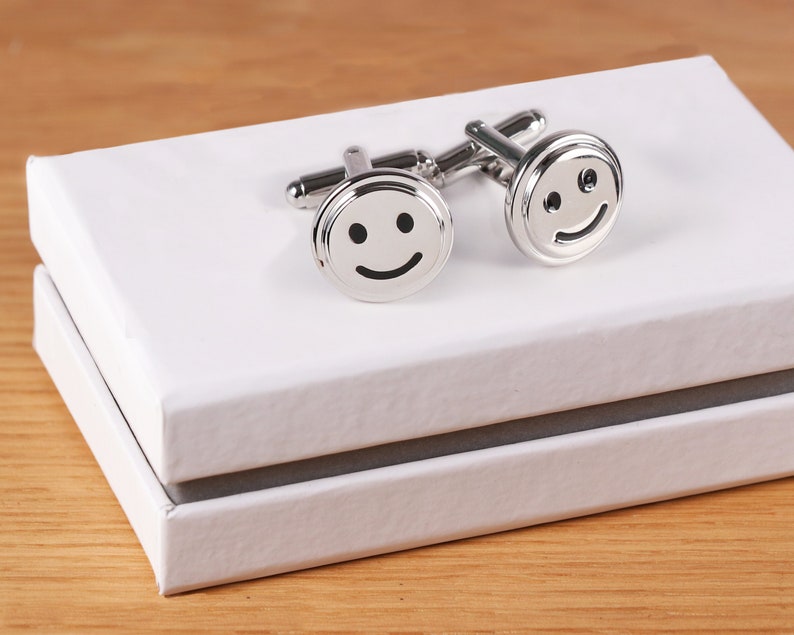 with a luxury box Novelty cufflinks Smiley face cufflinks emoji cufflinks