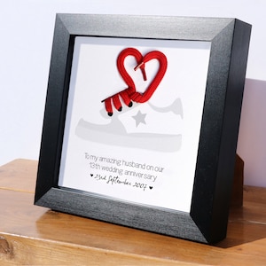 13th wedding anniversary framed design | married 13 years gift  | lace | shoe trainer lace | sporty wife | sporty husband | modern