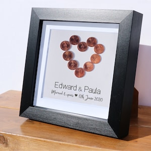 8th anniversary frame | bronze anniversary | half pennies | married 8 years | personalised