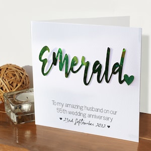 Biglietto di anniversario smeraldo / regalo anniversario / sposato 55 anni / 55 ° anniversario di matrimonio / cinquantacinque / biglietto per marito moglie amico / carino