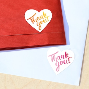 Thank you stickers - heart shaped