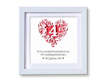 4th Anniversary frame - Linen | Married 4 years | Gift for him her husband wife | personalised