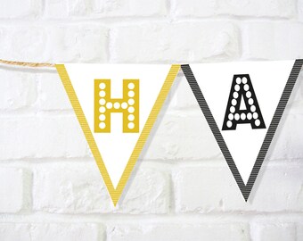 Druckbare Geburtstagsbanner, Happy Birthday Schild, Kindergeburtstag Banner, Erwachsene Geburtstagsbanner, US Papier, A4 Papier, digitale Datei, cooles Schild