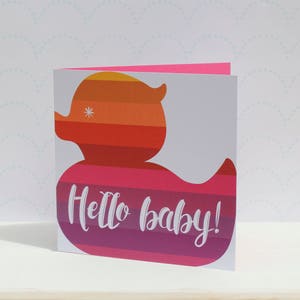 Neugeborenen Karte, Pink Ente Baby Karte, neue Baby Karte, neue Eltern Karte, neue Ankunfts Karte, Willkommen Baby Karte, neue Mama Papa Karte, Glückwunsch Baby