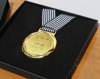 100th birthday medal - In a box | 100 years old | Handmade 100th birthday gift | Centennial