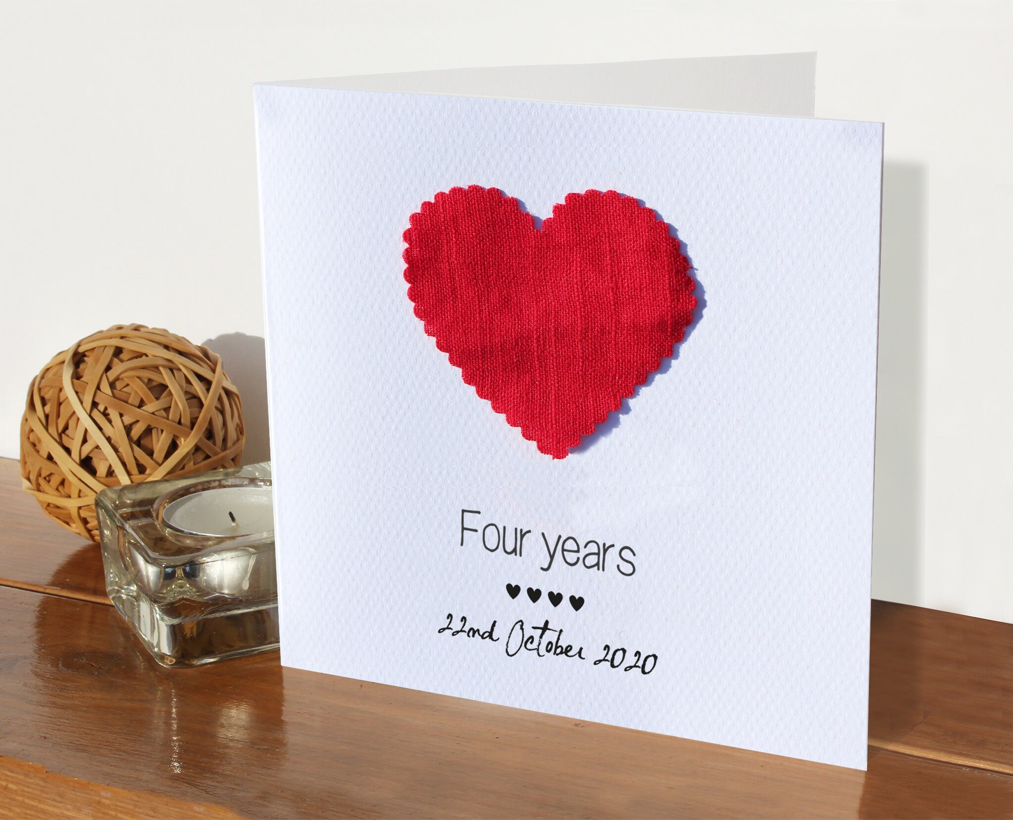 4th Wedding Personalised Anniversary Card Linen 4 Years | Etsy UK