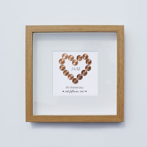 Regalo personalizzato per l&#39;8° anniversario di matrimonio - Bronzo / 1/2 centesimi in cornice / Regalo per l&#39;8° anniversario per la moglie / regalo di anniversario per il marito