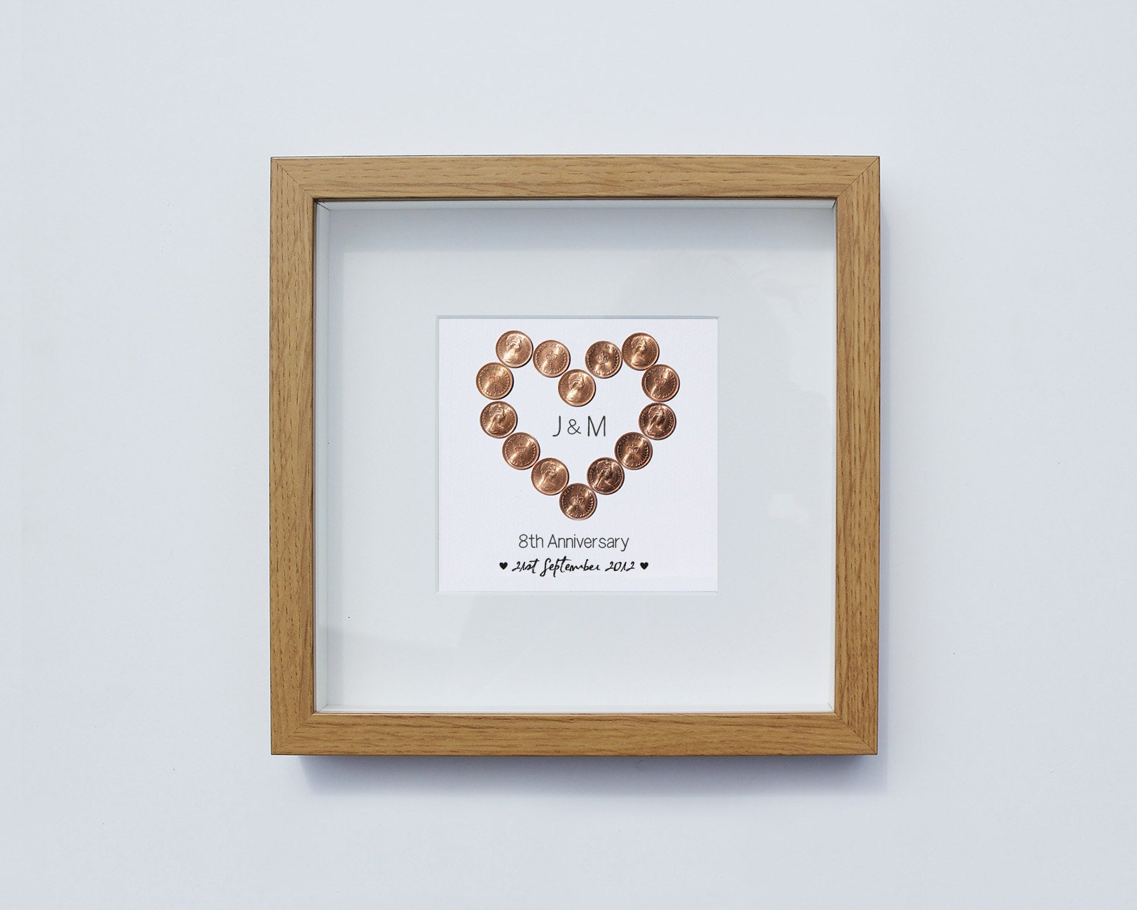 8th Wedding Anniversary Personalised Gift - Bronze | 1/2 Pennies