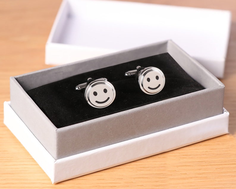 with a luxury box Novelty cufflinks Smiley face cufflinks emoji cufflinks