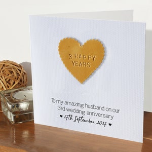 3ème anniversaire de mariage | Marié depuis 3 ans | | en cuir véritable carte pour lui elle