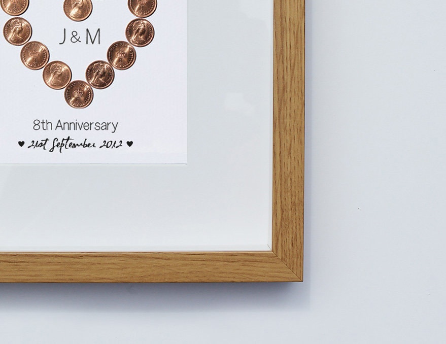 8th Wedding Anniversary Personalised Gift - Bronze | 1/2 Pennies