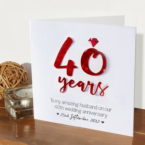 Ruby anniversary card | anniversary gift | married 40 years | 40th wedding anniversary | forty | card for husband wife friend | handmade image 2