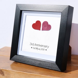 3rd Anniversary frame gift - Leather | married 3 years | gift for him her | personalised