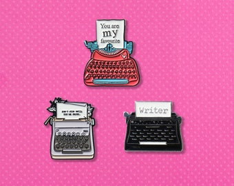 Typewriter enamel pin  | writer enamel pin | Author badge | Retro typewriter  | secret Santa