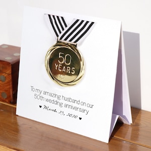 Golden wedding anniversary card - personalised | 50 years married | Handmade 50th anniversary card | Personalised husband wife card gift