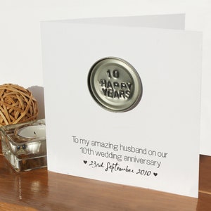 10th wedding anniversary card - personalised | 10 years married | Handmade tenth anniversary card | Personalized husband wife card |initials