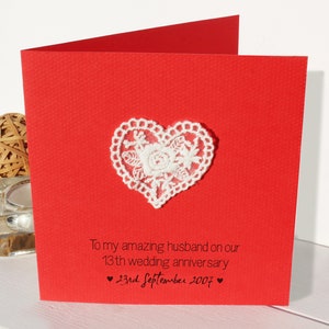Tarjeta de 13º aniversario de bodas - personalizada / 13 años casados / Tarjeta de 13º aniversario hecha a mano / Tarjeta personalizada de marido y mujer
