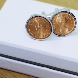 Hochzeitstag - Bronze | Manschettenknöpfe | halber Pfennig | Verheiratet 8 Jahre | 48er Geburtstag | 1961 | Geschenk für ihn Ehemann Freund | Münze