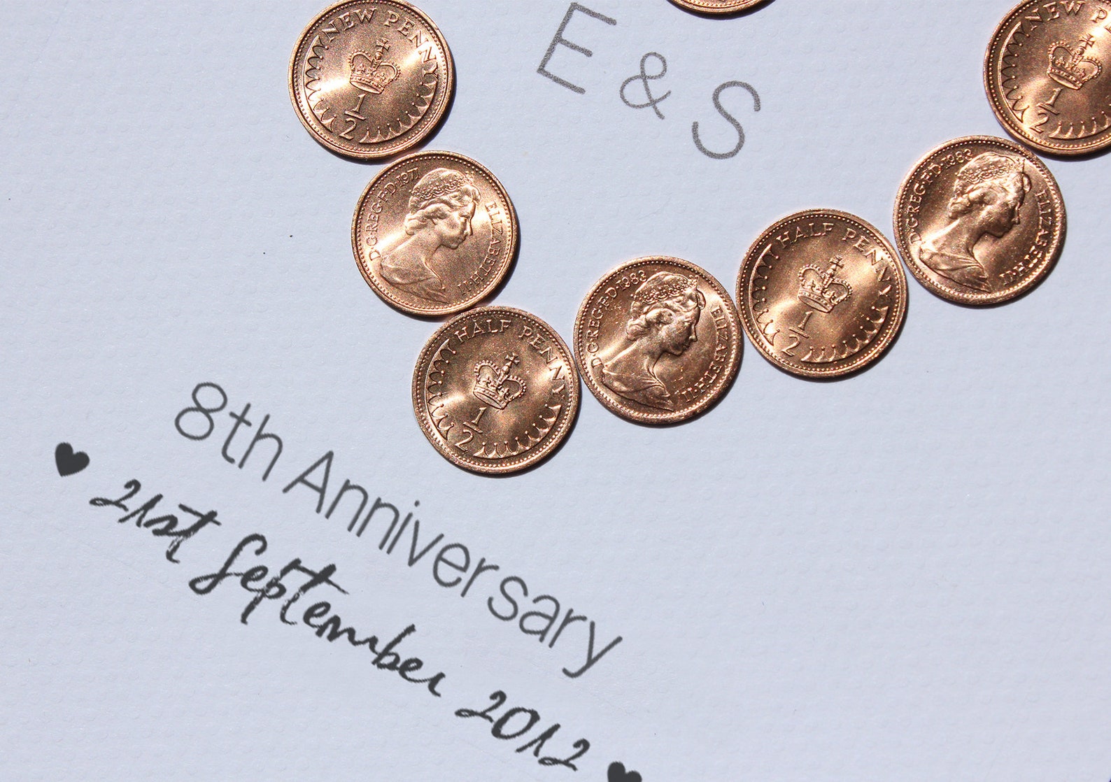 8th Wedding Anniversary Personalised Gift - Bronze | 1/2 Pennies in ...