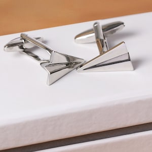 Gemelli aeroplano di carta / Gemelli 1° anniversario di matrimonio / Gemelli da uomo / Regalo per lui / Accessori da uomo / Con SCATOLA DI LUSSO