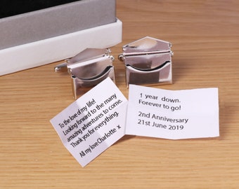 Personalised envelope cufflinks | Love letter | 1st wedding anniversary | fathers day | gift for him | custom | hidden message | paper