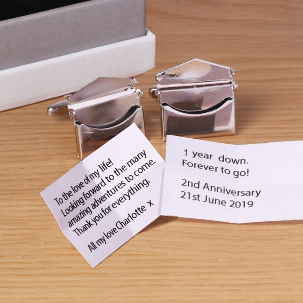 Personalised envelope cufflinks | Love letter | 1st wedding anniversary | fathers day | gift for him | custom | hidden message | paper