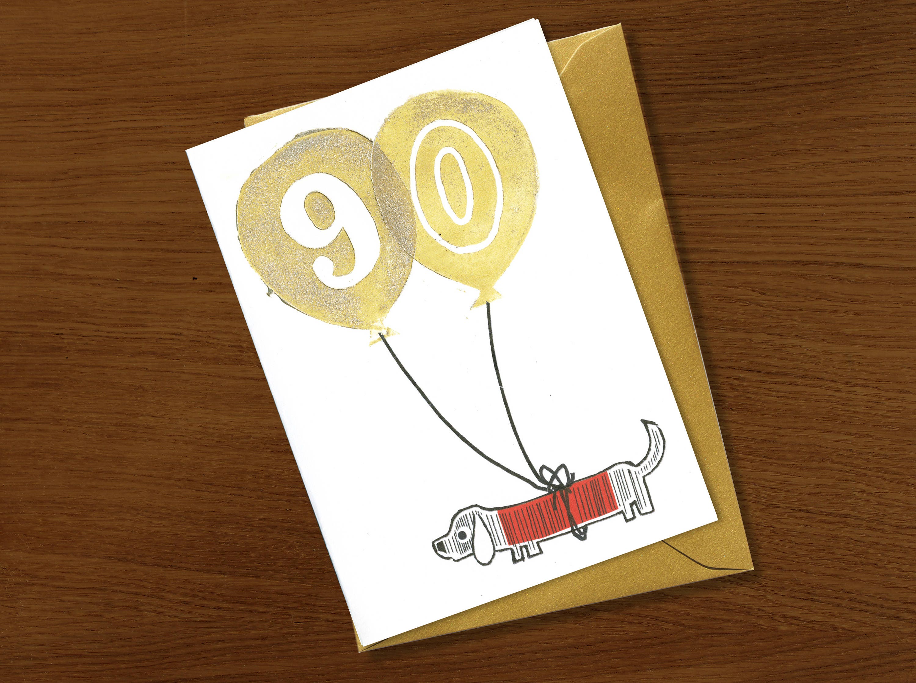 90th birthday card, birthday card 90 years, special celebration, gold ink, ...