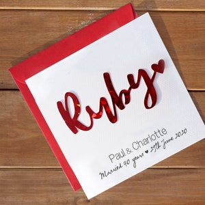 Ruby anniversary card | anniversary gift | married 40 years | 40th wedding anniversary | forty | card for husband wife friend | handmade image 3