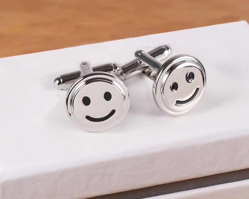 with a luxury box Novelty cufflinks Smiley face cufflinks emoji cufflinks