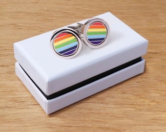 Rainbow cufflinks | jewellery | striped cufflinks | rainbow flag | cute gift | simple cufflinks