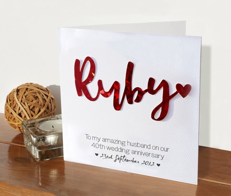 Ruby anniversary card | anniversary gift | married 40 years | 40th wedding anniversary | forty | card for husband wife friend | handmade image 1