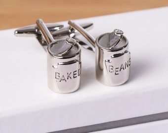 10th wedding anniversary cufflinks - TIN | tenth | baked beans novelty cufflinks | jewellery | gift for him partner husband | cute present